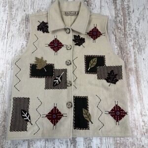 VTG New Direction Fall Grandma Sweater Vest,‎ Wool Blend, Patchwork Sz M
